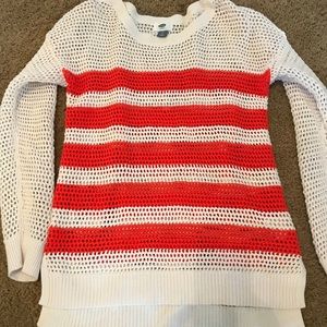 Coral striped sweater